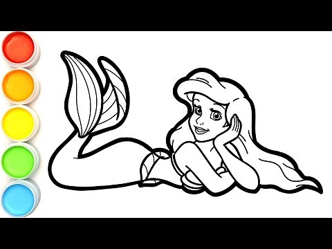 Menggambar dan Mewarnai Putri Duyung untuk Anak-anak | Disney Ariel Mermaid Coloring Page