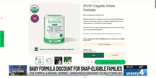 Baby formula brand announces discount for SNAP-eligible families amid government shutdown