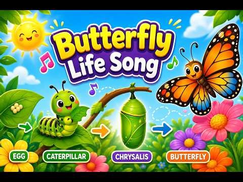 Butterfly Life Cycle Song | Egg to Butterfly | Learn English for Kids