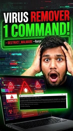 Remove Virus from PC in Just 1 CMD Command 😱💻 | Windows Virus Remover#shorts#pctips