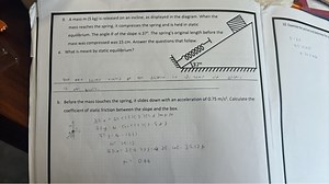 9. A mass m(5 kg) is released on an incline, as displayed in th... | Filo
