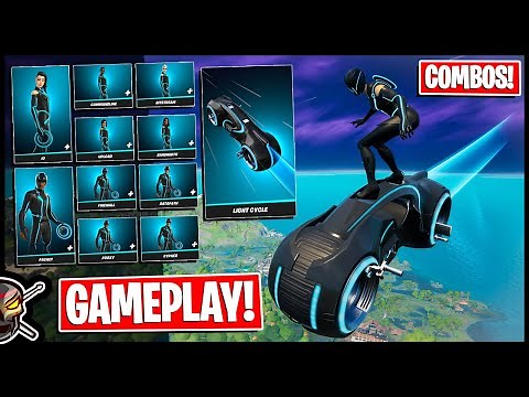 TRON Skins in FORTNITE! LIGHT CYCLE Glider | Gameplay and Combos!