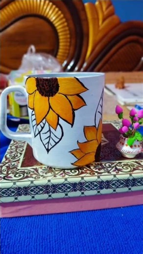 paint on coffee mug 🎨🖌️🌻।।#painting #drawing #mugpainting