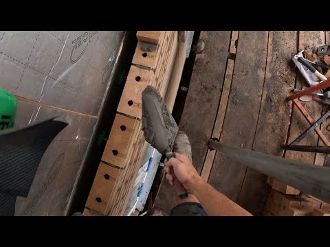 POV BRICKLAYING - finishing up to scaffold lift