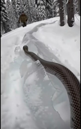 A Snake Trapped in Ice — Watch the Rescue! ❄️🐍