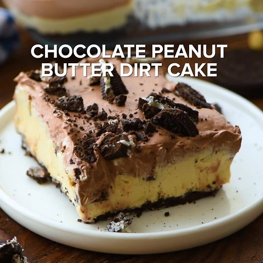 90K views · 61 reactions | This Chocolate Peanut Butter Dirt Cake is a 3 layered dessert that satisfies any sweet tooth craving! <3 RECIPE: https://thecookinchicks.com/chocolate-peanut-butter-dirt-cake/ Pin for later: https://www.pinterest.com/pin/229472543501171862/ | The Cookin' Chicks | Facebook