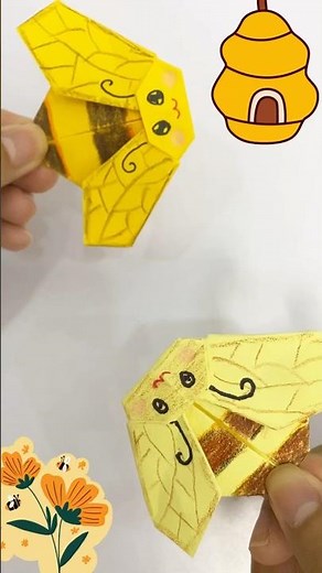 Easy bee origami #cute #origami #diy #papercraft #paperfolding #bee