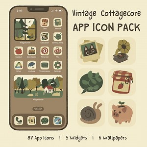 Vintage Cottagecore App Icons / Cozy Fall Forest Aesthetic | Hand Drawn Phone Theme | Ios Android - Etsy