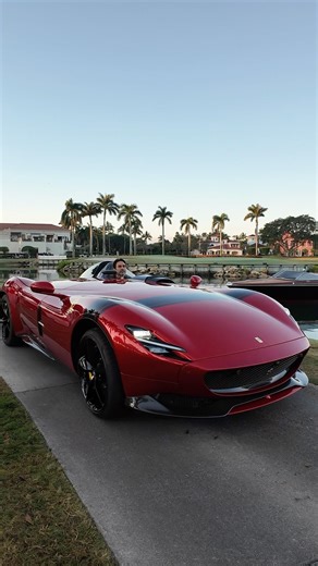 The Ferrari Monza SP1 arrives at Cavallino Classic Palm Beach.