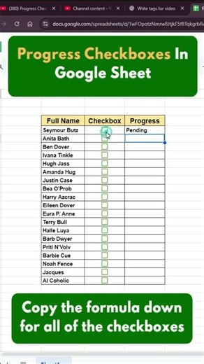 💫💢Progress Checkboxes in 30 seconds In Google Sheet 💢💥