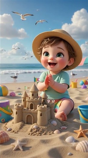 Baby Plays at the Beach 🏖️👶 | Cute Beach Adventure & Fun for Kids #shorts