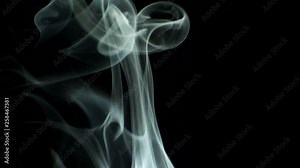 Trickle smoke slowly rising graceful twists upward. Cigar smoke blowing from bottom to top. Natural color tobacco smoke. Great for editing, video without color correction and grading, 4K - 60fps