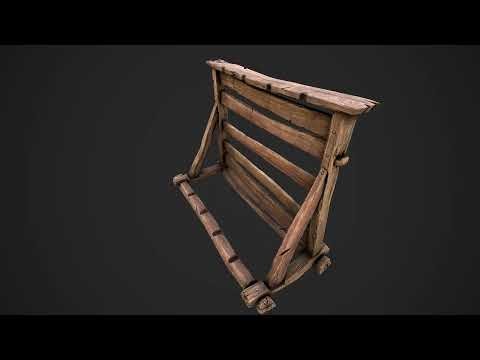 Medieval Wooden Weapon Rack Stand 3D Model