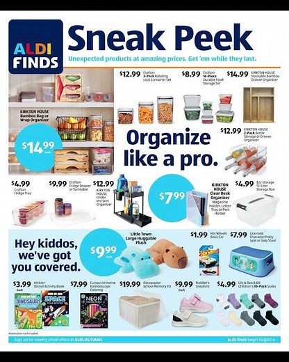 Aldi In Store Ad August 6 – August 12, 2025. Organize Like A Pro.