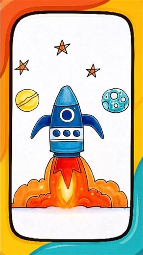 AHow to Draw a Rocket 🚀 in 5 Easy Steps | Drawing for Kids #kidsdrawing#easydrawing #howtodraw