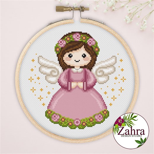 Baby Cross Stitch Pattern - Guardian Angel Embroidery Design (PDF Download) - Etsy