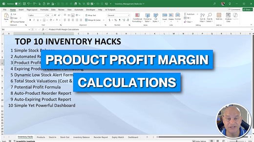 📦 ICYMI: Excel just got a serious upgrade! I built 10 Inventory Hacks that roll into a full Command Center Dashboard—no VBA needed. From auto stock alerts ⚠️ to profit margin tracking 💰, this training has it all. 🎥 Watch the full training grab your free workbook (link in comments). #ExcelTips #ExcelTraining #InventoryManagement #ExcelDashboard #SpreadsheetHacks | Excel For Freelancers