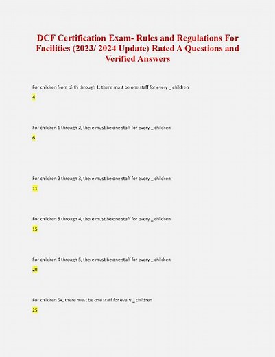 Dcf CertificATIon Exam Rules And RegulATIons For Facilities Questions And Answers Rated A