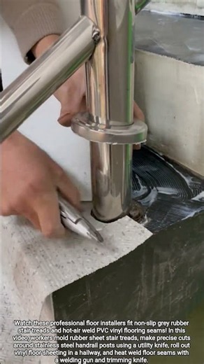 "Watch Precision Vinyl Rubber Stair Tread Installation!"#shorts