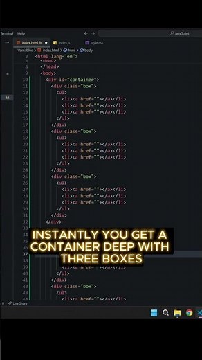 HTML in One Click with Emmet | VS Code Shortcut for Faster #coding #shorts