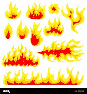 Nuclear explosion. Pixel art 8 bit fire objects. Mushroom cloud. Game icons set. Comic large boom flame effects. Bang burst explode dynamite. Lit Stock Vector Image & Art - Alamy