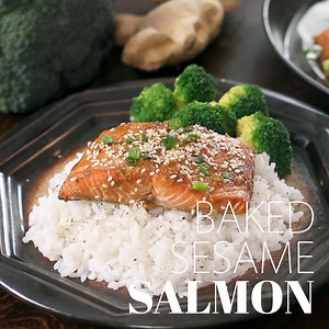 14K views · 245 reactions | Baked Sesame Salmon - the salmon pieces are marinated in a soy sauce, honey, ginger, sesame oil and garlic mixture which gives salmon a great flavor and a great balance between sweet and spicy. Full recipe: https://bit.ly/3kXVp0v | Home Cooking Adventure | Facebook