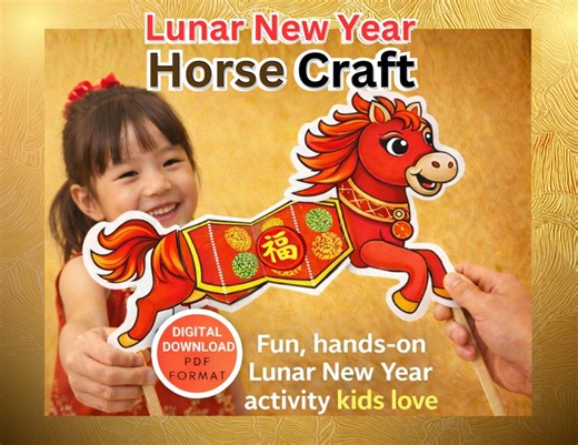 Montessori Horse Puppet Craft for Kids Lunar New Year Printable Chinese New Year Hands on Cultural Art Activity for Classroom and Home 2026 - Etsy