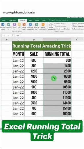 Excel Running Total Trick 🔥