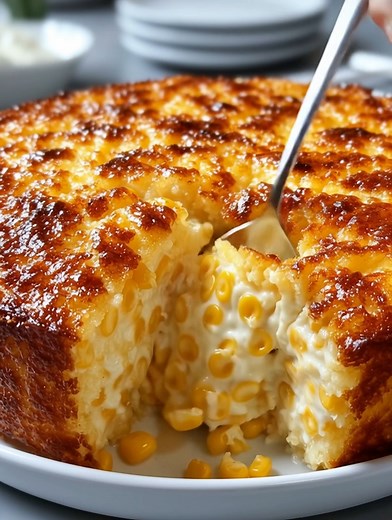 40K views · 89 reactions | Golden Cheesy Corn Pudding Bake Creamy, custardy corn pudding with a caramelized cheesy top. Yield: 8 servings • Temp: 350°F (175°C) • Time: 45–55 min Key Ingredients First: 2 cups whole corn kernels 1 cup creamed corn ................................. Full Recipe in First Cօʍʍеոτ  | Kitchen Pop | Facebook