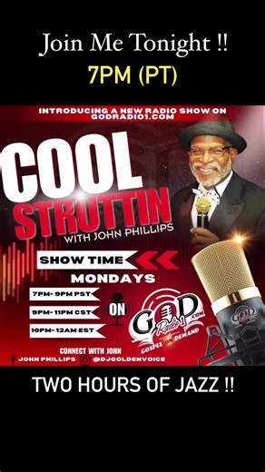 A 2 hour Jazz Music Show just for you!! GODRADIO1.COM 7pm (pacific) | GODRadio1.com