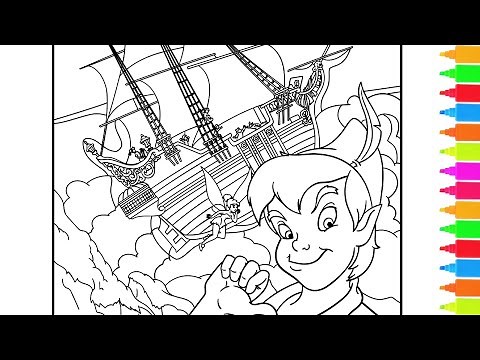 Disney Peter Pan & Flying Jolly Roger, Tinker Bell, You Can Fly | Peter Pan Coloring Pages