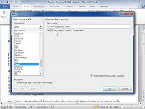 Use the SKIPIF Field in a Document - Word 2010
