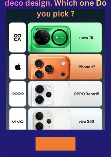 Smartphone camera designs are evolving fast in 2025. From bold circular modules to minimalist layouts, brands are clearly taking different design directions. Which camera design do YOU like the most — Huawei Nova 15, iPhone 17, OPPO Reno 15, or Vivo S50? 👇 Vote in the comments! | Noseygeek