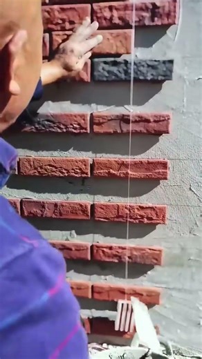 Creating decorative wall style using thin brick tiles