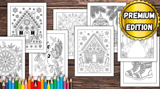Christmas Coloring Book – 94 PDF Pages - Etsy