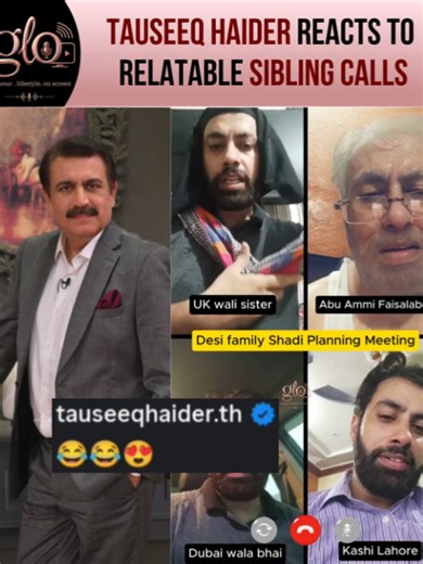 Tauseeq Haider has reacted with amusement to a hilariously accurate video-call imitation, capturing the chaotic and funny reality of siblings living in different countries trying to catch up on every single family update. #TauseeqHaider #UsmanFarooq #SiblingGoals #theglodigital