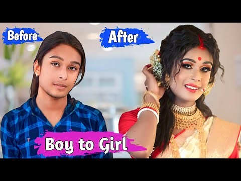 Boy to girl transformation // Male to female transformation // Best makeup tutorial step by step