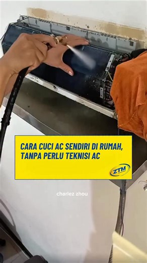 16K views · 2.5K reactions | Cara cuci AC. Video ini cuma referensi ya guys, bisa sambil tonton cara cuci AC di video-video lainnya juga  Oh ya, ZTM itu brand home cleaning asli Indonesia. Kamu bisa cek produk-produk best seller kami dengan klik link di BIO yah 朗 #ztm #cleansmarterlivebetter #basiclifeskill #caracuciac #carabersihkanac | ZTM Solusi | Facebook