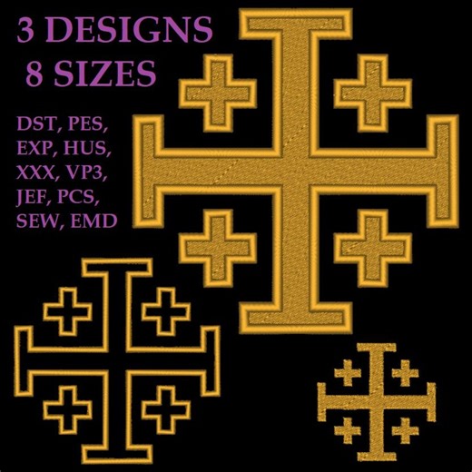 Embroidery Files "jerusalem Cross". Pilgrim's Cross. Crusader Cross. Religious Embroidery Design. Program for Machine. Church Embroidery. - Etsy