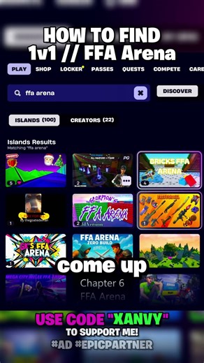 1v1 // FFA Arena HOW TO FIND IT! 🔥 #fortnite #1v1ffaarena #ffaarena #fortniteoce