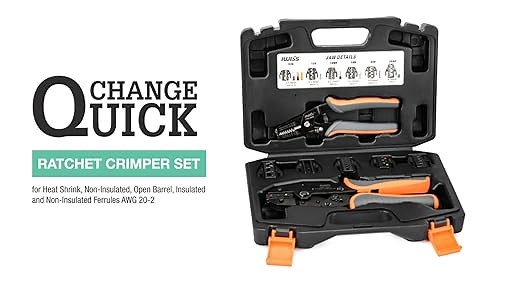 IWISS Quick Change Ratcheting Crimping Tool Set for AWG 20-2