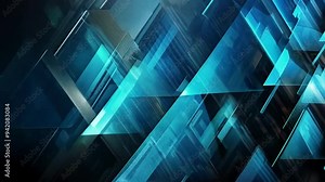 Gradient and Transparency: The geometric shapes have a subtle gradient and transparency effect, giving the banner a sense of layering and dimension. The overall tone is sleek and professional.