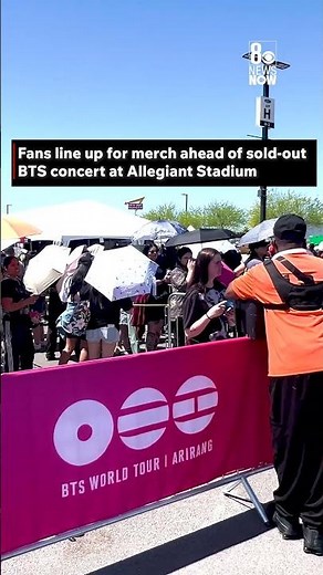BTS fans line up at Allegiant Stadium for merch ahead of World Tour ‘Arirang’ concert #vegas #bts