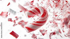 A close-up shot of a candy cane on a table