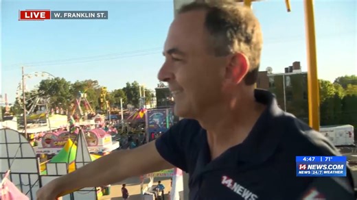 In case you missed it - Our "aerodynamic" Chief Meteorologist Jeff Lyons raced down the #fallfestival slides with photographer Ethan Shan. Keep up with our live hits/interviews down at the 2025 Fall Festival here: https://www.14news.com/2025/10/09/thursday-marks-day-4-104th-wscn-fall-festival/ | 14 NEWS