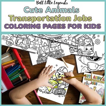 Cute Animal Transportation Jobs Coloring Pages | Vehicles Coloring Book for Kids