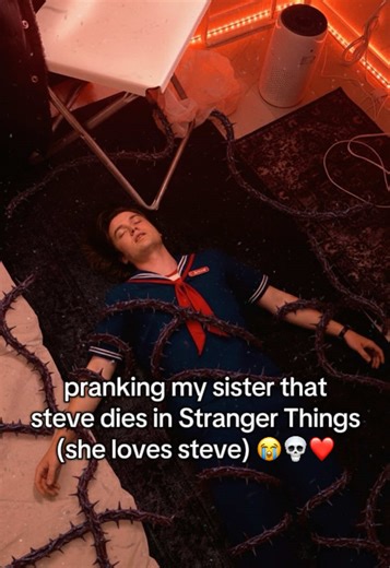 pranking my sister that Steve Harrington from Stranger things died😭🤣 #prank #strangerthings #ai #viral #blowthisup