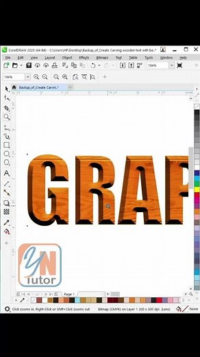 #shorts 5 How to Create Carving Wooden Text Using Bevel in Corel Draw | YN Tutor.