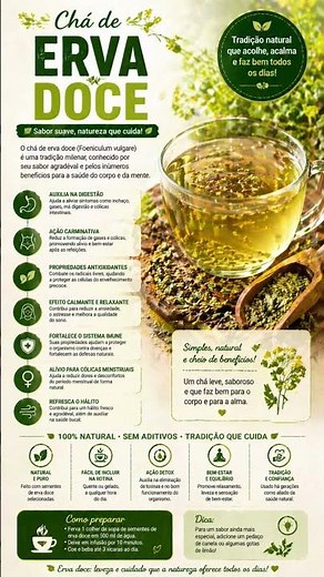 Benefícios do Chá de Erva Doce #saudeChá #alimentacaosaudavel #nutricaosaudavel #receitas