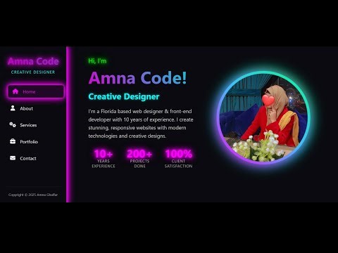 Create a complete portfolio website using HTML CSS and Javascript#design #webdeveloper #viralvideo 
